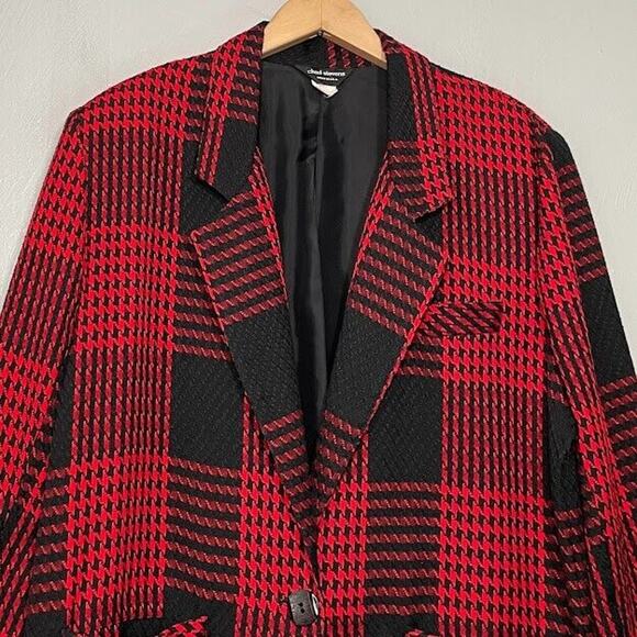 Chad Stevens Size Large Red Black Plaid Jacket Blazer Academia Clueless Preppy - Picture 2 of 12